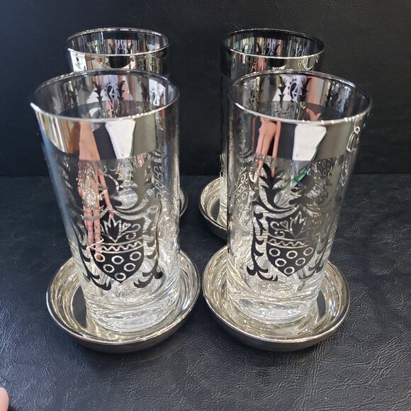 Retro Kimiko Guardian silver " Coat of Arms " Caddy with Glasses and Coasters - Picture 6 of 12